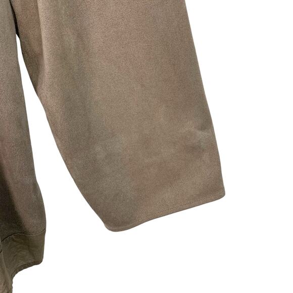 Chico's Women's XL Tan Faux Suede Fringe Lattice Ribbon Cutout Jacket - Picture 7 of 11